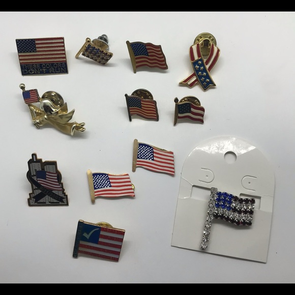 Jewelry - Lot of 12 USA flags and United States of America pin brooches